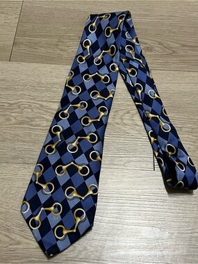 Gucci Horsebit Pattern Silk Tie Equestrian